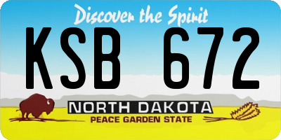 ND license plate KSB672