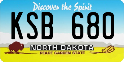 ND license plate KSB680