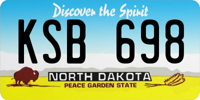 ND license plate KSB698