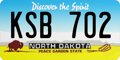 ND license plate KSB702