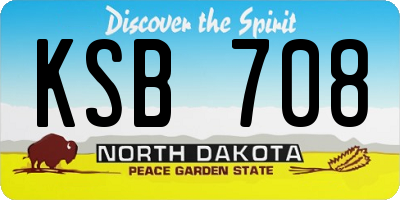 ND license plate KSB708