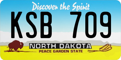 ND license plate KSB709