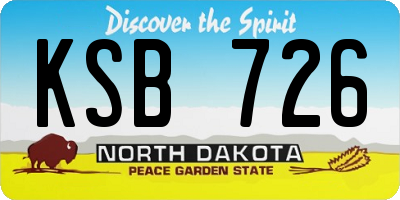 ND license plate KSB726