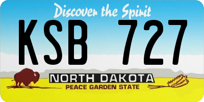ND license plate KSB727