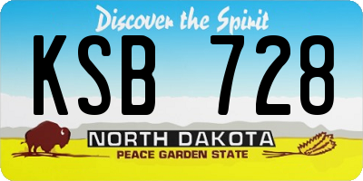 ND license plate KSB728