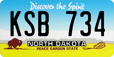 ND license plate KSB734