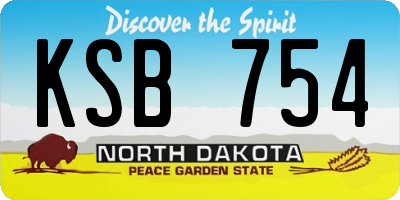 ND license plate KSB754