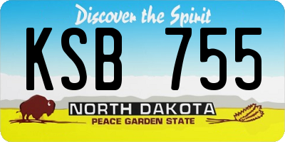 ND license plate KSB755