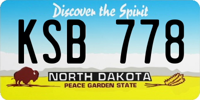 ND license plate KSB778