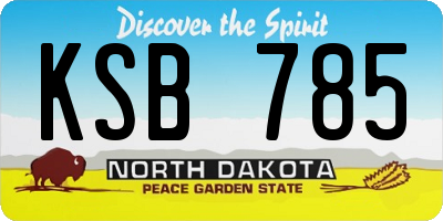 ND license plate KSB785