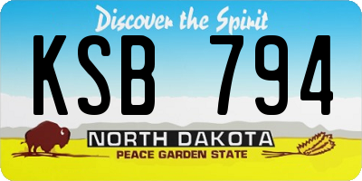 ND license plate KSB794