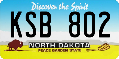 ND license plate KSB802