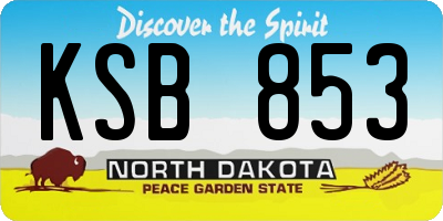 ND license plate KSB853