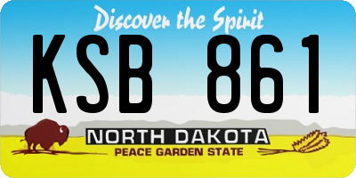 ND license plate KSB861