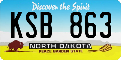 ND license plate KSB863