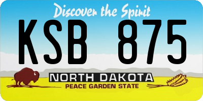 ND license plate KSB875
