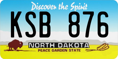 ND license plate KSB876
