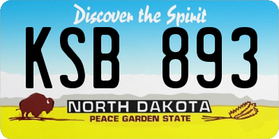ND license plate KSB893