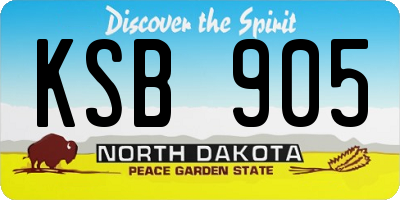ND license plate KSB905