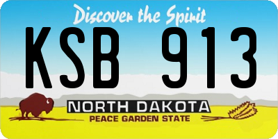 ND license plate KSB913