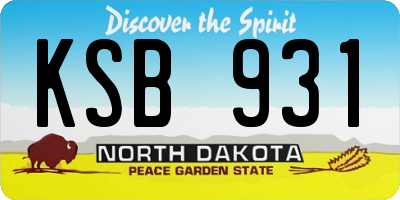 ND license plate KSB931