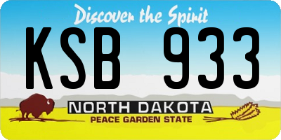 ND license plate KSB933