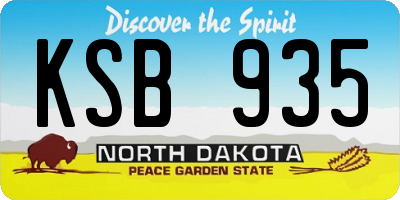 ND license plate KSB935
