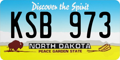 ND license plate KSB973