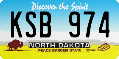 ND license plate KSB974