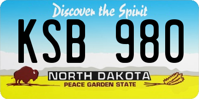 ND license plate KSB980