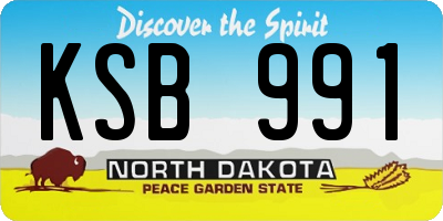 ND license plate KSB991