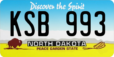 ND license plate KSB993
