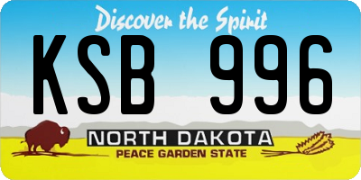 ND license plate KSB996