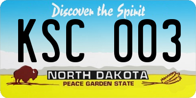 ND license plate KSC003