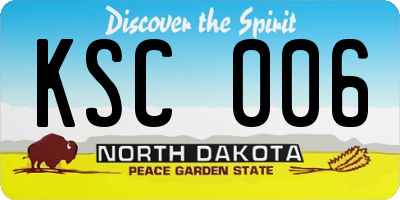 ND license plate KSC006