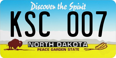 ND license plate KSC007