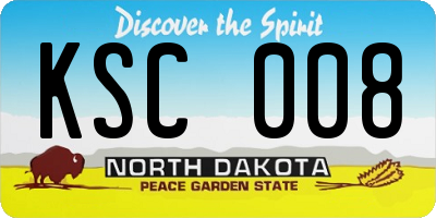 ND license plate KSC008