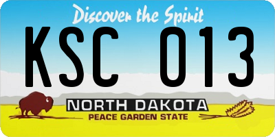 ND license plate KSC013