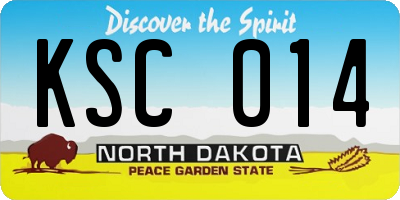 ND license plate KSC014