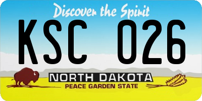 ND license plate KSC026