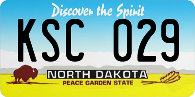 ND license plate KSC029