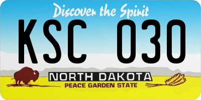ND license plate KSC030