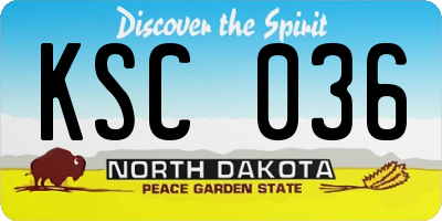 ND license plate KSC036