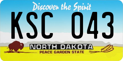 ND license plate KSC043