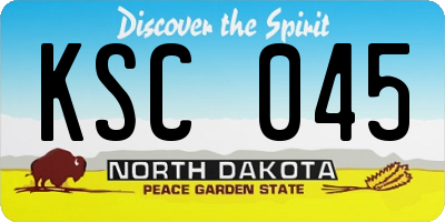 ND license plate KSC045