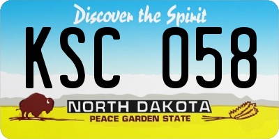ND license plate KSC058