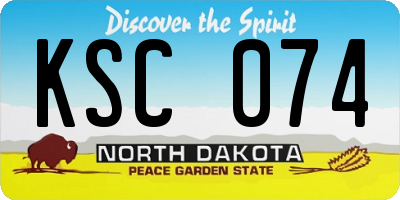 ND license plate KSC074