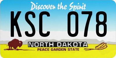 ND license plate KSC078