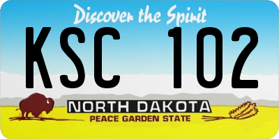 ND license plate KSC102