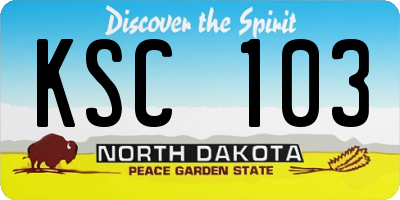 ND license plate KSC103